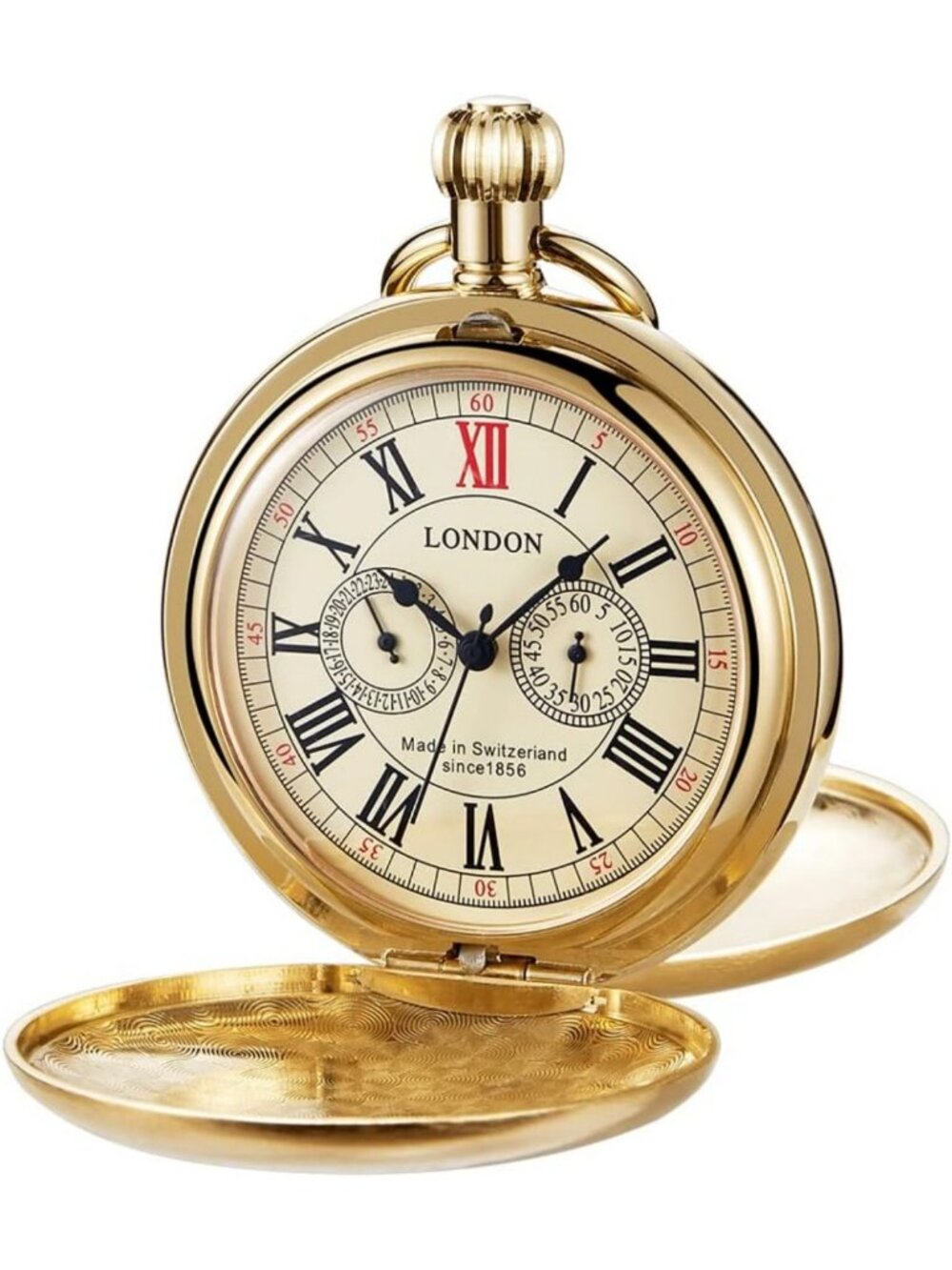 Vintage Full Copper Men's Mechanical Pocket Watch with Chain, Classic Timeless